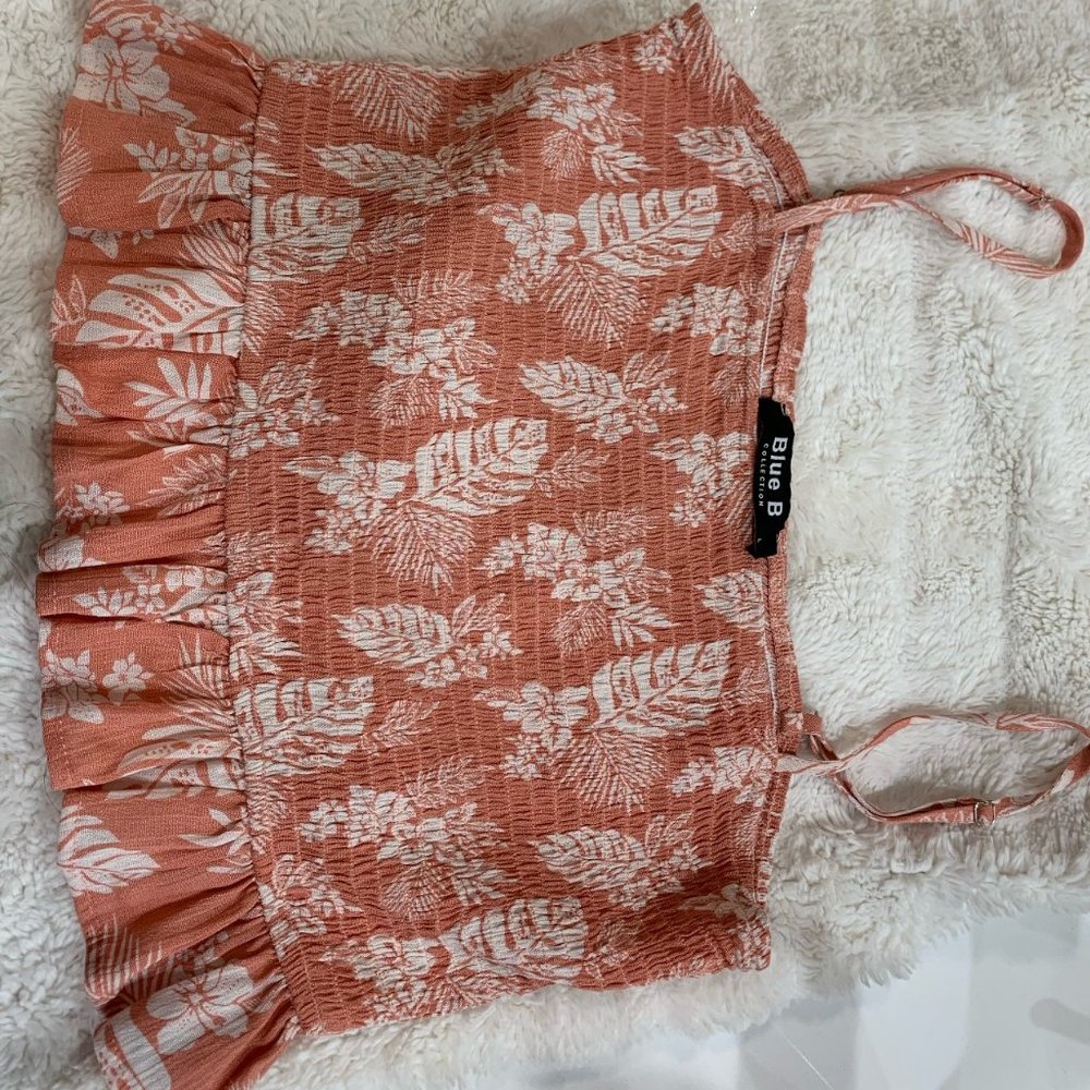 Blue B Collection Pink Floral Spaghetti strap top